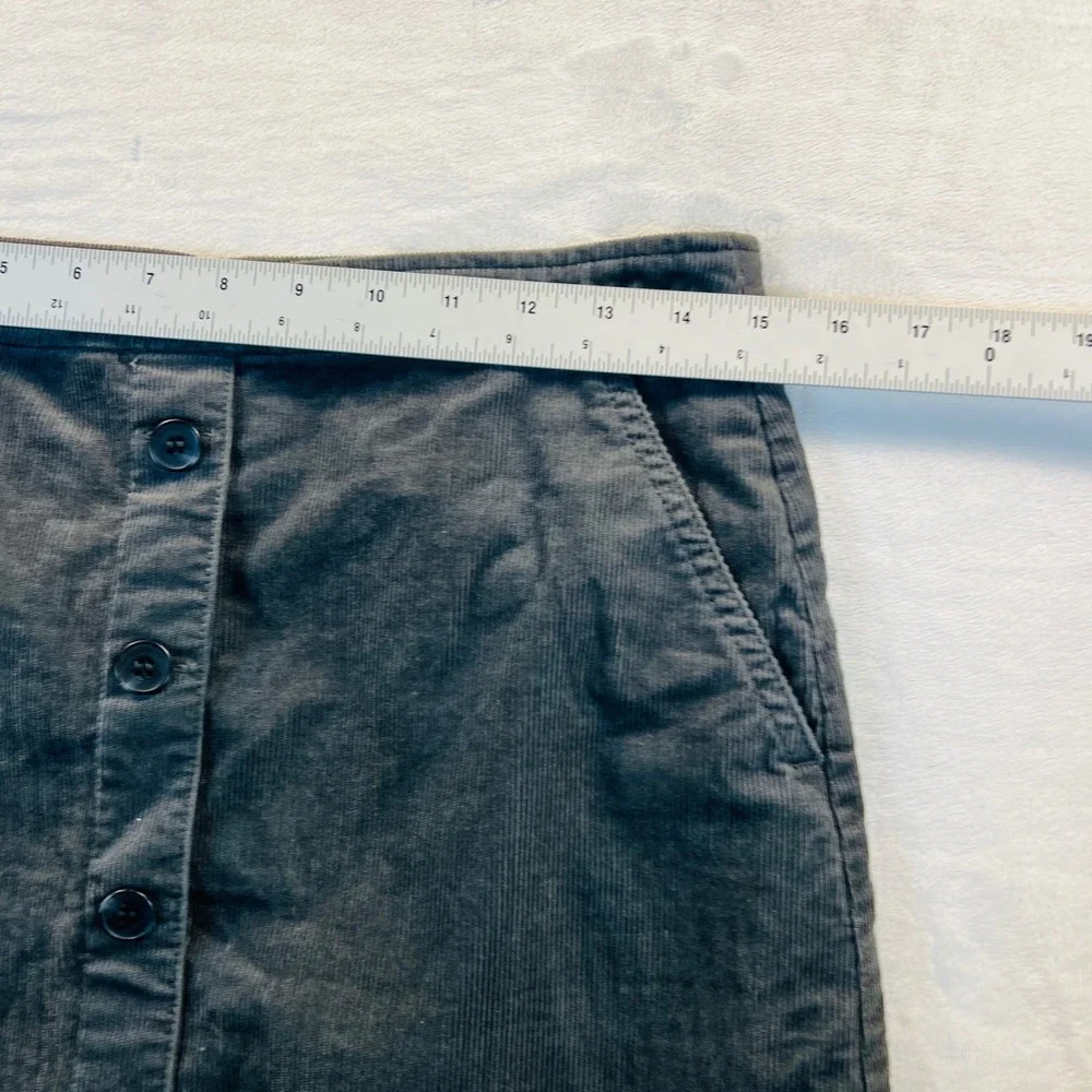 J.Crew Womens Gray Corduroy Button Front Mini Skirt Size 6 A-Line Pockets 1087